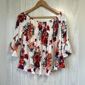 Altar’d State Ivory Floral Off-the-Shoulder Pullover Blouse Women’s Small EUC